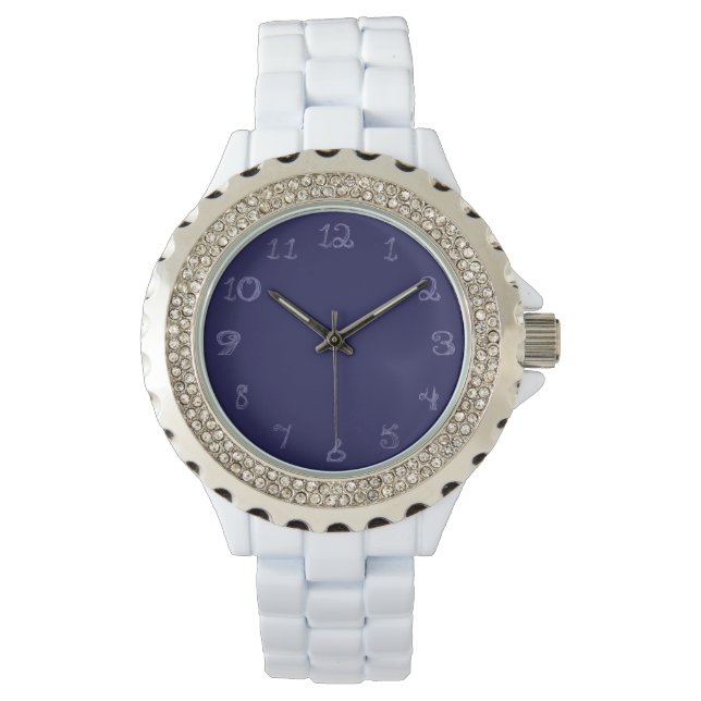 Montre blanche avec numéros de forme de tissu mari (devant)