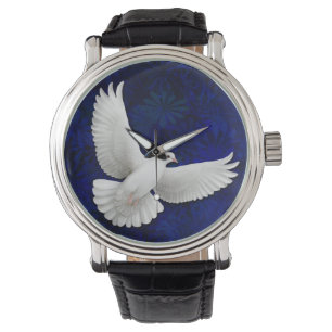 Montre blanche de colombe de paix