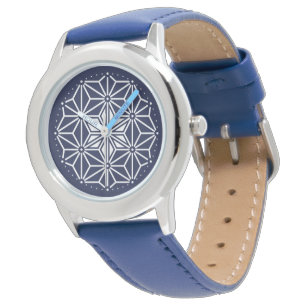 Montre Bleu bleu marine Asanoha Japon Motif