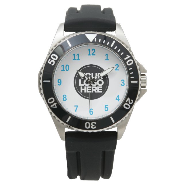Montre Bleu Clair | Logo d'entreprise Simple Professional (devant)