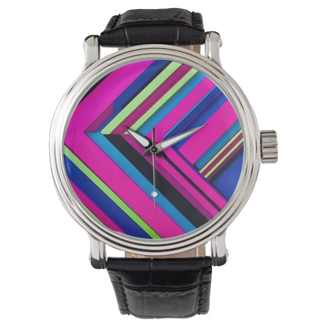 Montre Bleu électrique et rose (devant)