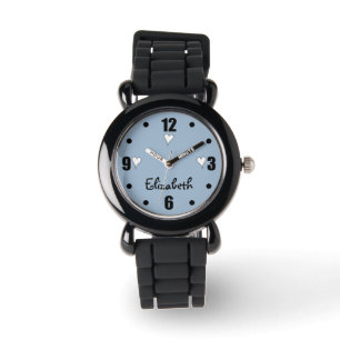 Montre Bleu et noir avec le coeur et le nom
