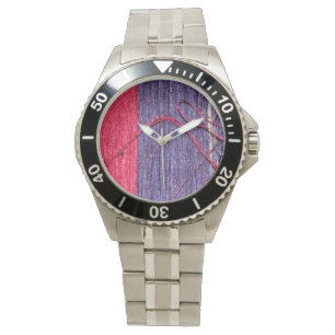 Montre Bleu et rouge en soie thaïlandaise artisanale