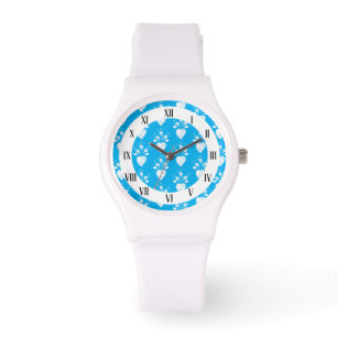 Montre Bleu folk Coeur portugais en fleurs