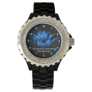 Montre Bleu Lotus Simplicité Citation Inspirationnelle