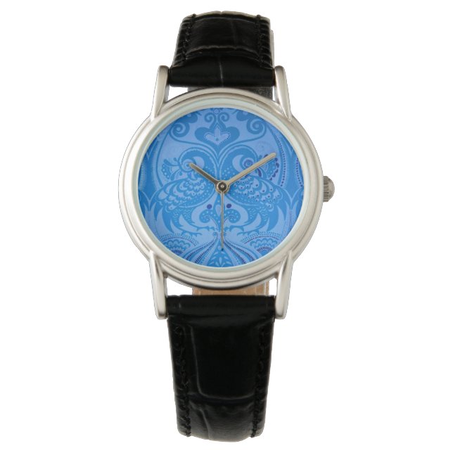 Montre Bleu Oriental Peacock Birds (devant)