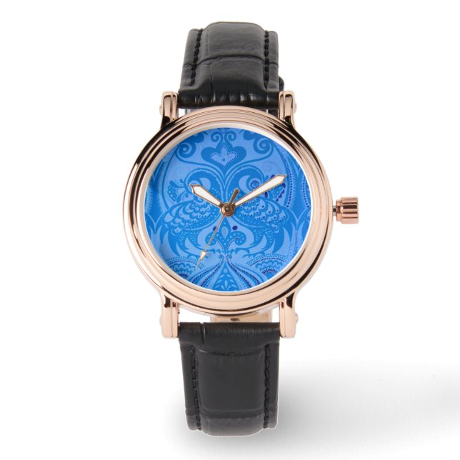 Montre Bleu Oriental Peacock Birds (Recto)