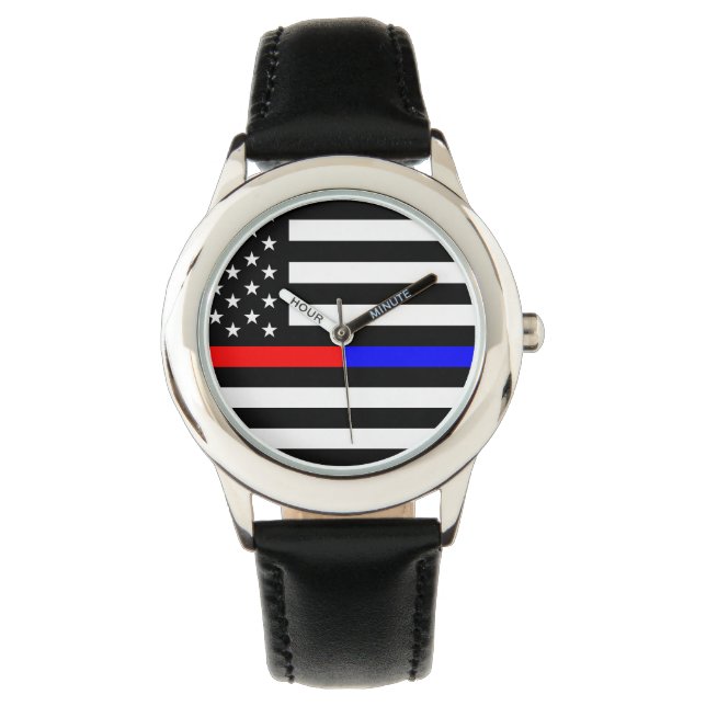 Montre bleu thin line polirefighter (devant)