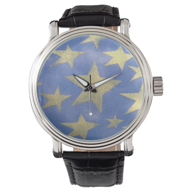 Montre Bleue et Or Étoilée (devant)