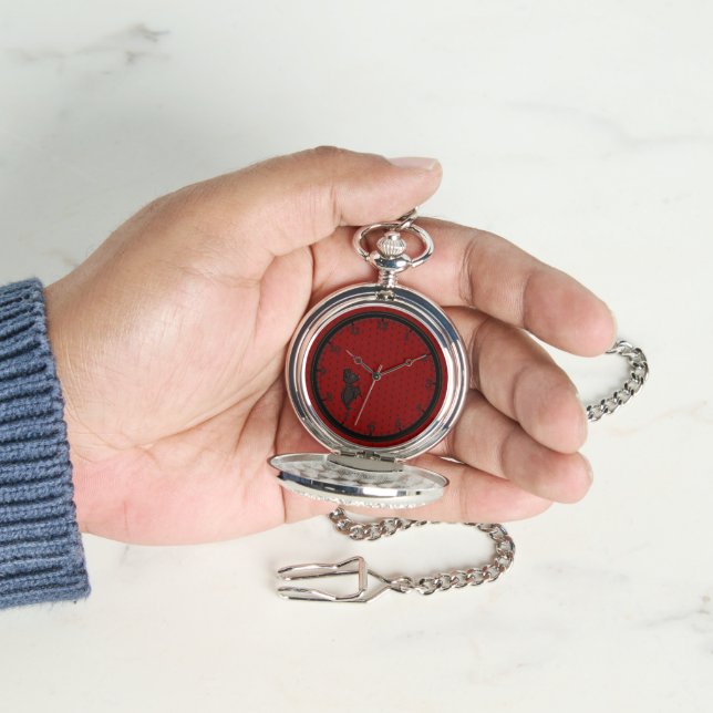 Montre Blinky the Bat pattern Red Silver Pocket Watch (main)