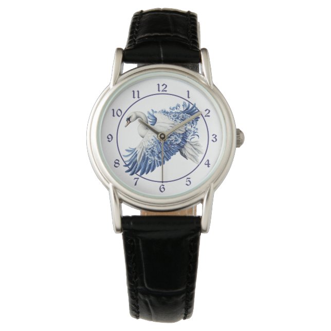 Montre Blue Floral Swan (devant)