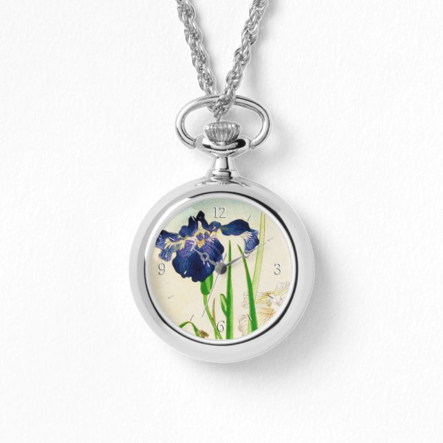 Montre Blue Iris - imprimé japonais aquarelle (Recto)