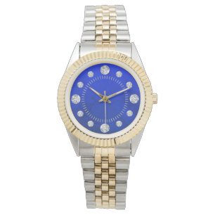 Montre Blue Lapis Diamond Solitaire Dial Steel Or