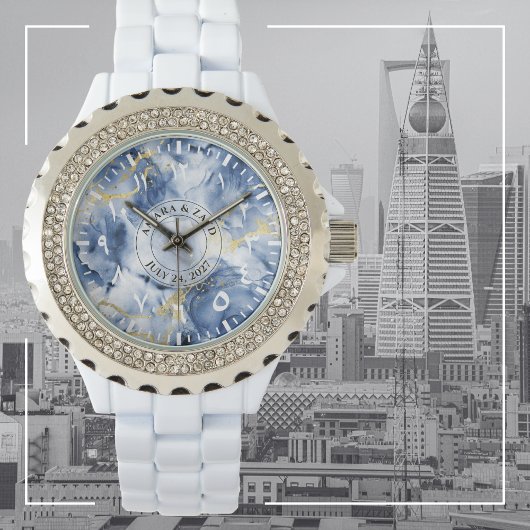 Montre Blue Marble avec chiffres arabes – Élégant