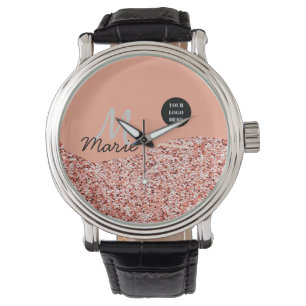 Montre blue sparkle ajouter un logo texte merci escompte