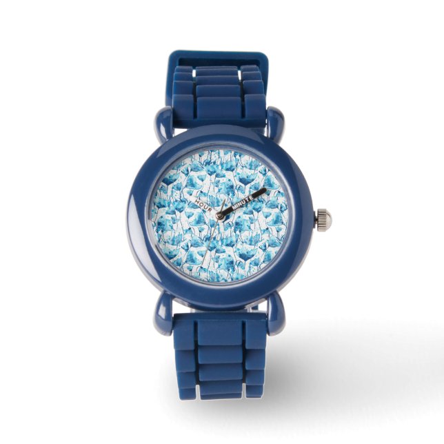 Montre Blue Watercolor Daisies (Recto)