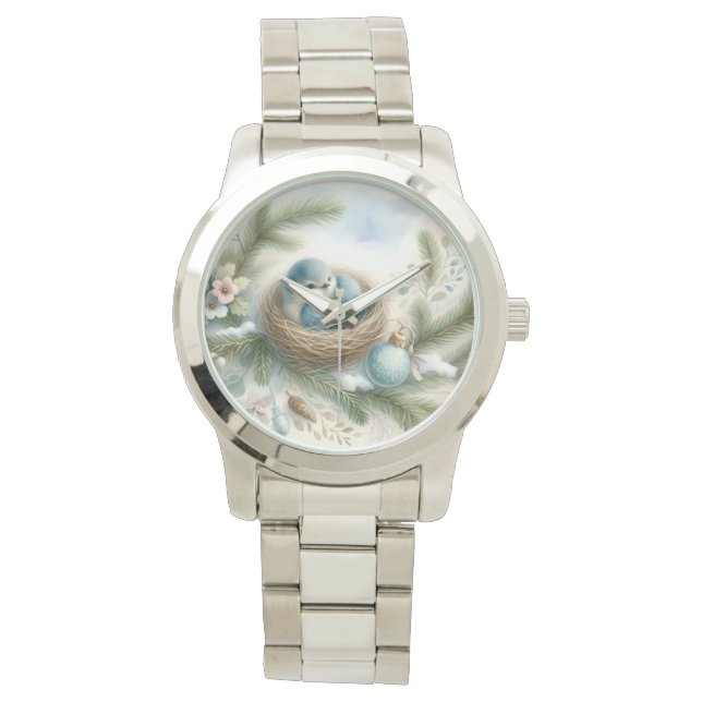 Montre Bluebird Nest with Ornaments in Winter Pines (devant)