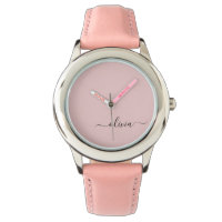 Blush Dusty rose moderne Script Girl Monogramme No