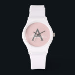 Montre Blush Pink Grey Modern Script Girly Monogram<br><div class="desc">Monographie de monogramme simple en rose et gris. Cela fait le cadeau parfait de remise de diplômes,  anniversaire,  mariage,  douche nuptiale,  anniversaire,  baby shower ou bachelorette pour quelqu'un qui aime le luxe glam et les styles chic.</div>