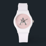 Montre Blush Pink Grey Modern Script Girly Monogram<br><div class="desc">Monographie de monogramme simple en rose et gris. Cela fait le cadeau parfait de remise de diplômes,  anniversaire,  mariage,  douche nuptiale,  anniversaire,  baby shower ou bachelorette pour quelqu'un qui aime le luxe glam et les styles chic.</div>