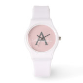 Montre Blush Pink Grey Modern Script Girly Monogram (Recto)