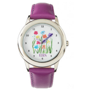 Montre Boho Arc-en-ciel Aquarelle mignonne Filles rose Pa