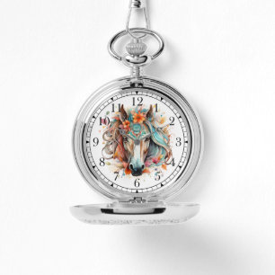 Montre Boho Tribal Aquarelle Cheval élégant Chic Femmes