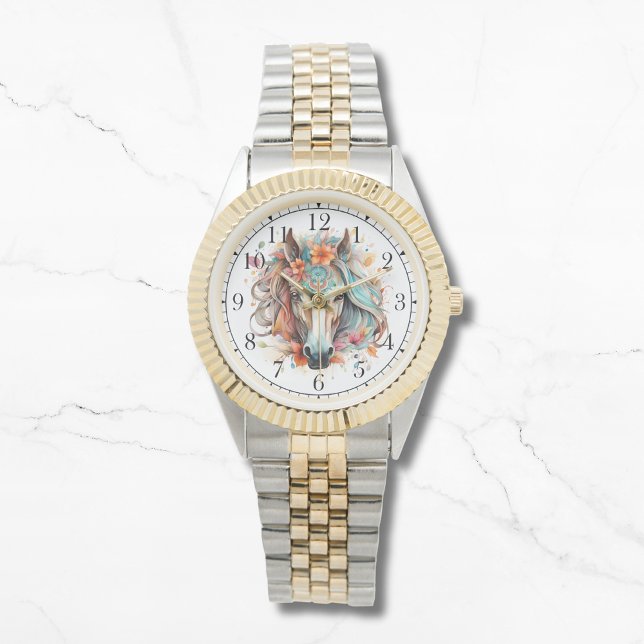 Montre Boho Tribal Aquarelle Cheval élégant Chic Femmes (Créateur téléchargé)