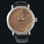 Montre Bois de teck rustique en bois Texture Grain de boi<br><div class="desc">Une photo de fond d'une texture rustique en bois de teck brun chocolat foncé. Un design sobre et minimaliste sur le thème du bois. Vous pouvez facilement ajouter plus de texte / info / détails et/ou photos à ce produit. Vous pouvez également changer l'arrière - plan de base en n'importe...</div>