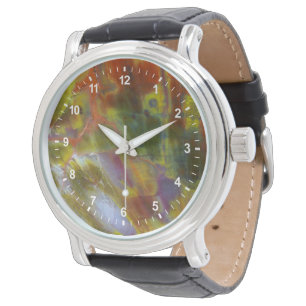 Montre Bois pétrifié arc-en-ciel