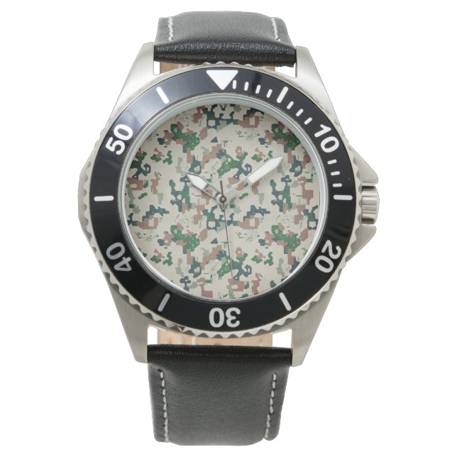 Montre Bois Pixel Terre  (devant)