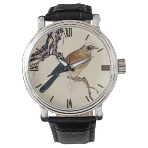 Montre Boiseries japonaises d'un Finch, Brown et beige