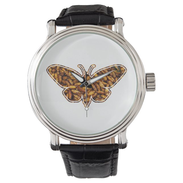 Montre Bombyx Mori Silk Moth Cycle de vie Silhouette (devant)