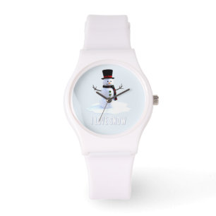 Montre Bonhomme de neige avec chapeau et écharpe. J'aime