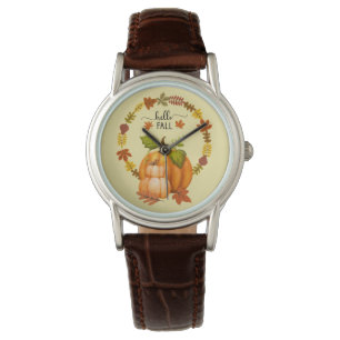 Montre Bonjour Automne Feuilles Citrouilles
