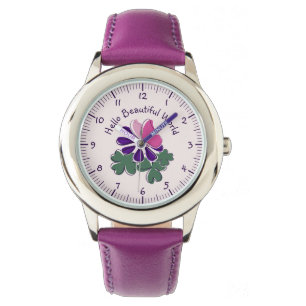 Montre Bonjour Beau Monde Rose Papillon Purple Flower