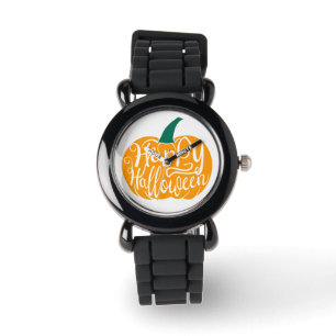 Montre Bonne lettre Halloween sur citrouille sculpté