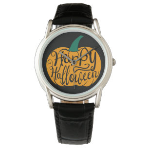 Montre Bonne lettre Halloween sur citrouille sculpté