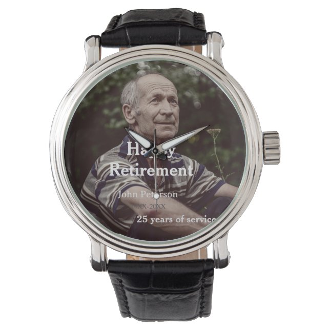 Montre Bonne retraite photo nom année de service (devant)