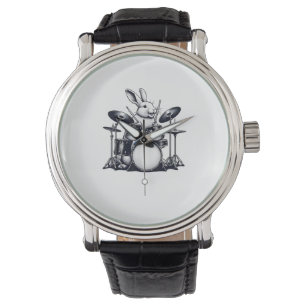 Montre Bonnet lapin mignonne Jouer des tambours lapins ba