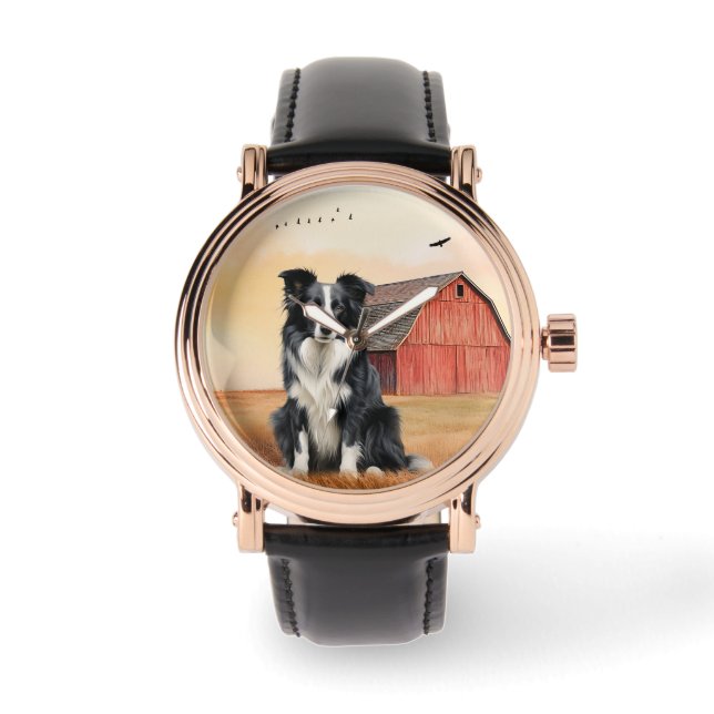 Montre Border Collie Dog and Red Barn Ranch (Recto)