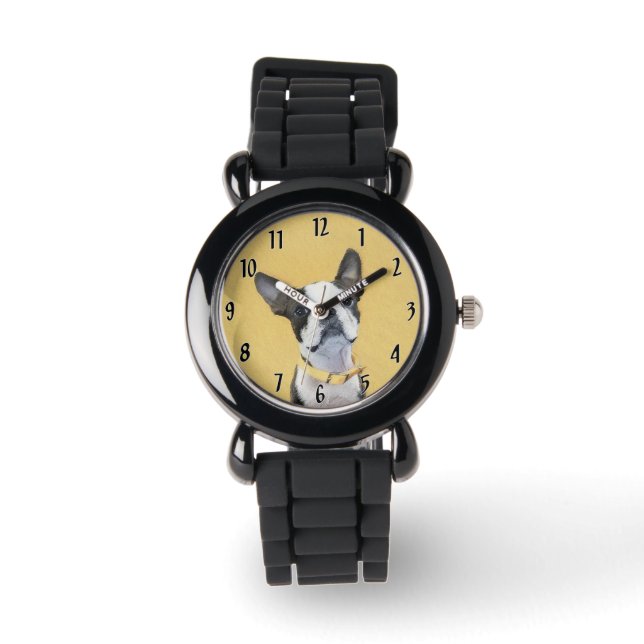 Montre Boston Terrier Peinture - Cute Original Chien Art (Recto)