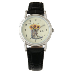 Montre Bottes rustiques Cowboy avec tournesol