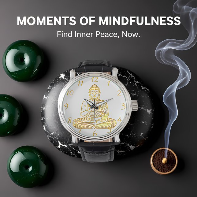 Montre Bouddha d'or en Pose de Calme (Créateur téléchargé)