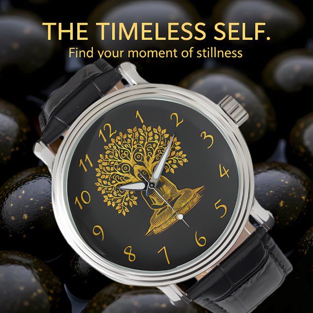 Montre Bouddha d'or sous un arbre dans une méditation pac (Créateur téléchargé)