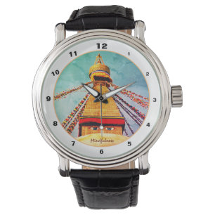 Montre Boudhanath Stupa, Buddha Eyes, Himalaya, Népal