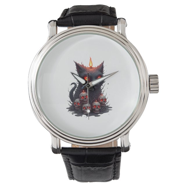 Montre Bougie Chat Effrayant (devant)