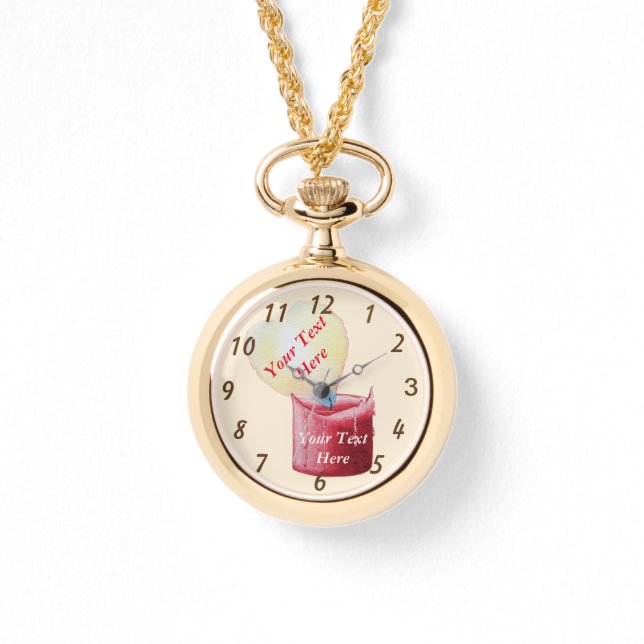Montre bougie rouge avec flamme en forme de coeur brûlant (Recto)