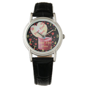 Montre bougie rouge de flamme en forme de coeur avec de