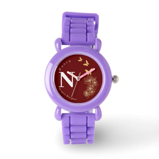 Montre Bouillon de fleur d'or de Maron enfants minimalist (Recto)